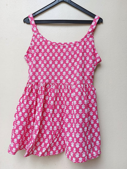 Pink Sleeveless Peplum Top
