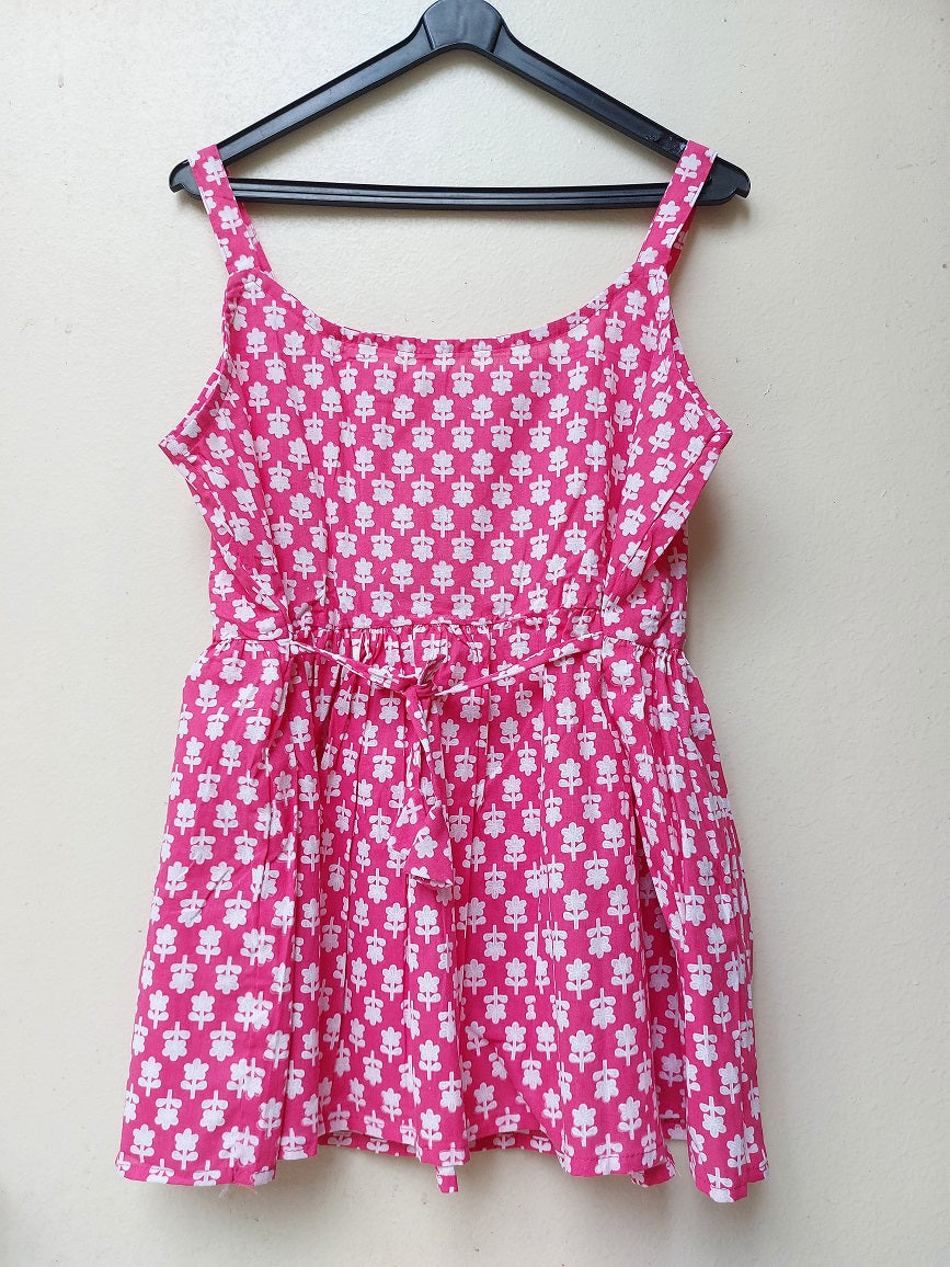 Pink Sleeveless Peplum Top