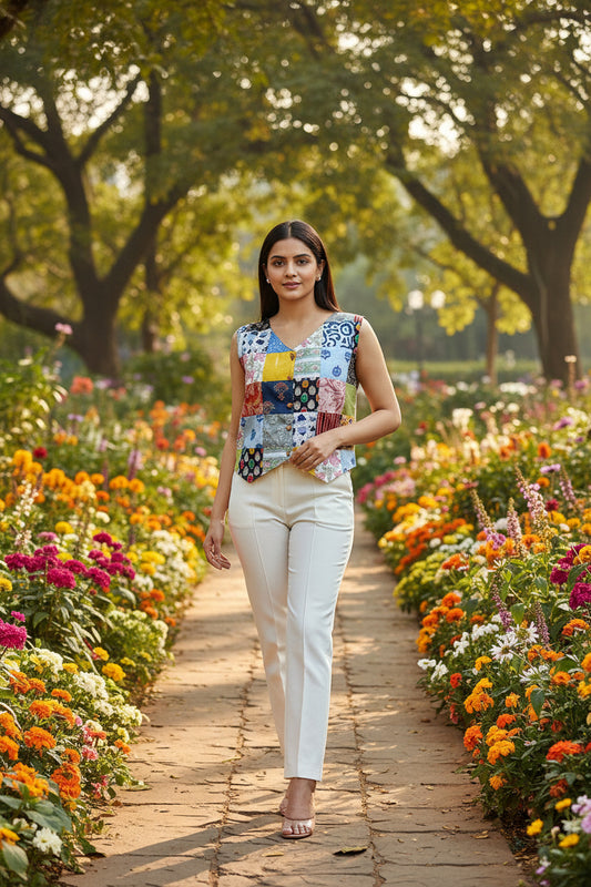 Multicolor Patchwork Vest