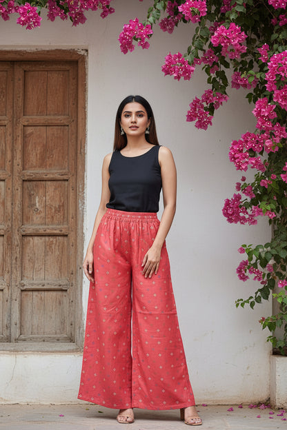 Red Butti Printed Palazzo