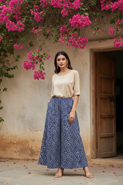 Indigo Floral Printed Palazzo