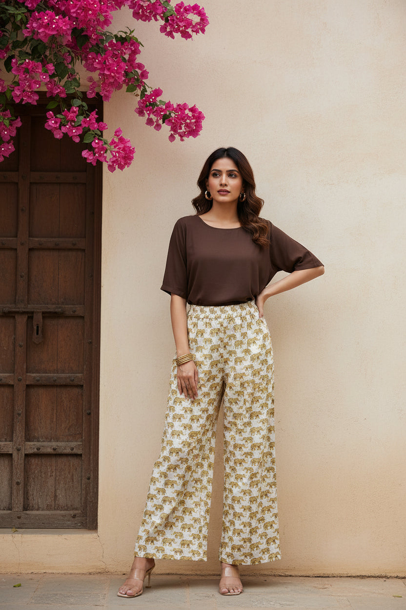 Offwhite Elephant Printed Palazzo
