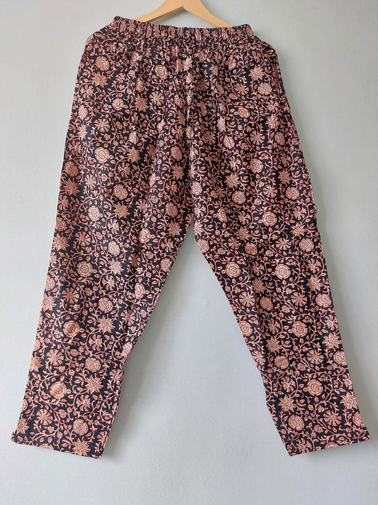 Brown Floral Printed Pants