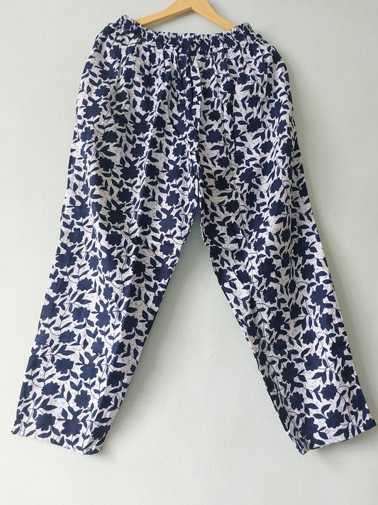 White Floral Printed Pants