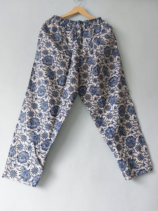 Cream Floral Printed Pants