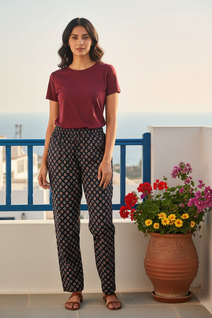 Black Spade Printed Pants
