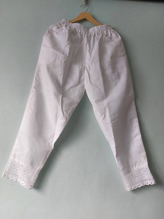 White Border Straight Pants
