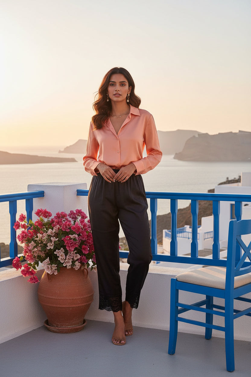 Black Border Straight Pants