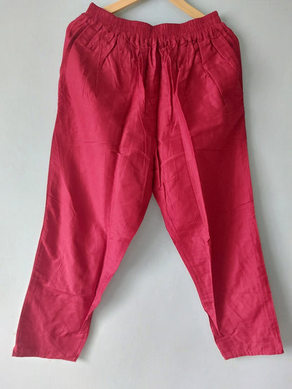 Red Cotton Silk Pants