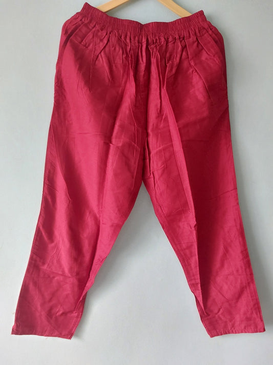 Red Cotton Silk Pants