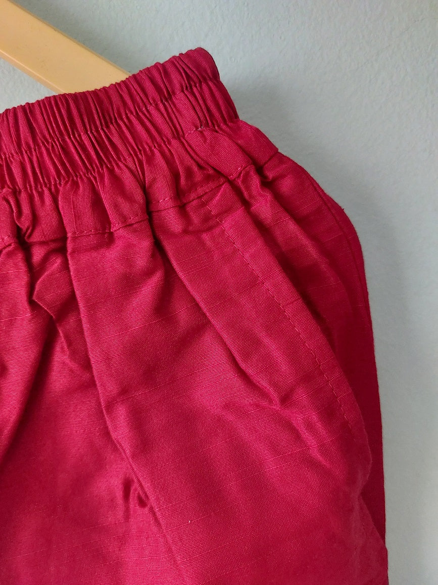 Red Cotton Silk Pants