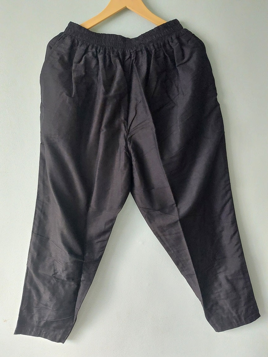Black Cotton Silk Pants