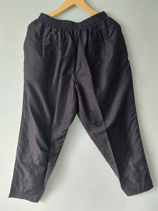 Black Cotton Silk Pants