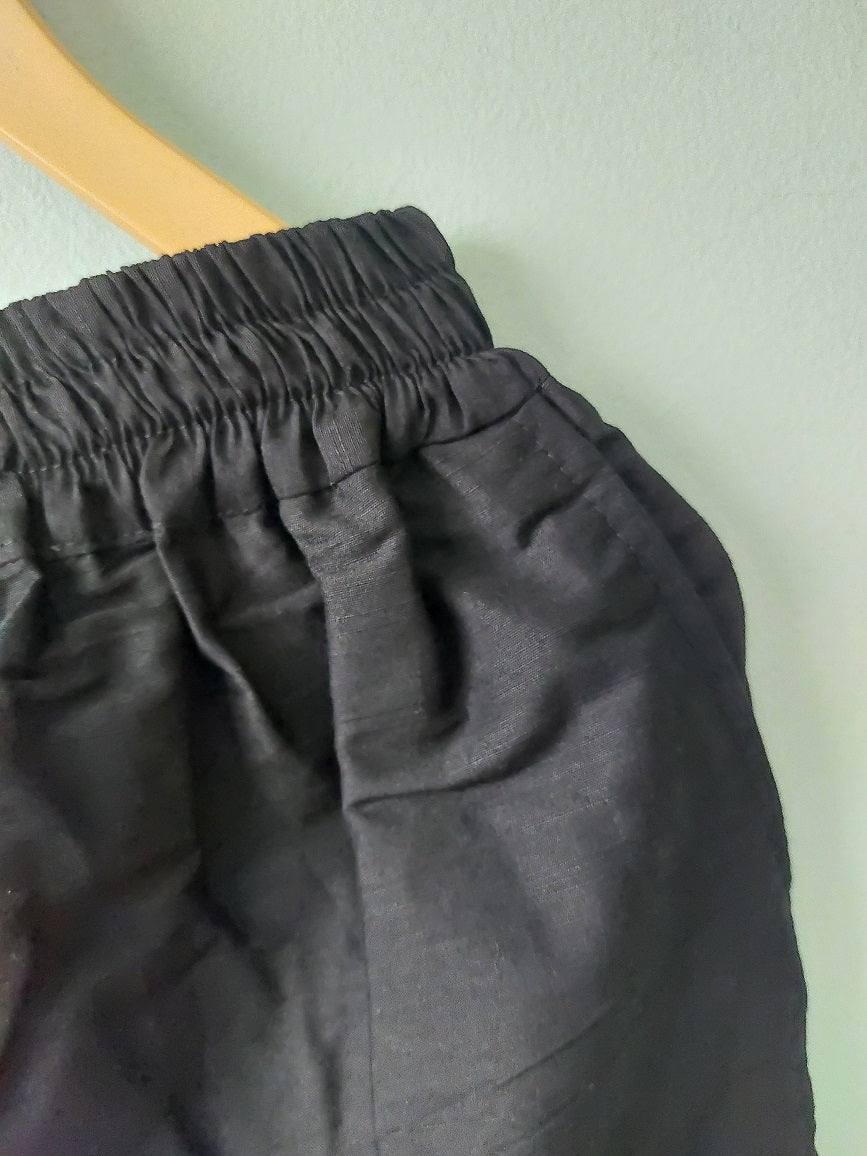 Black Cotton Silk Pants