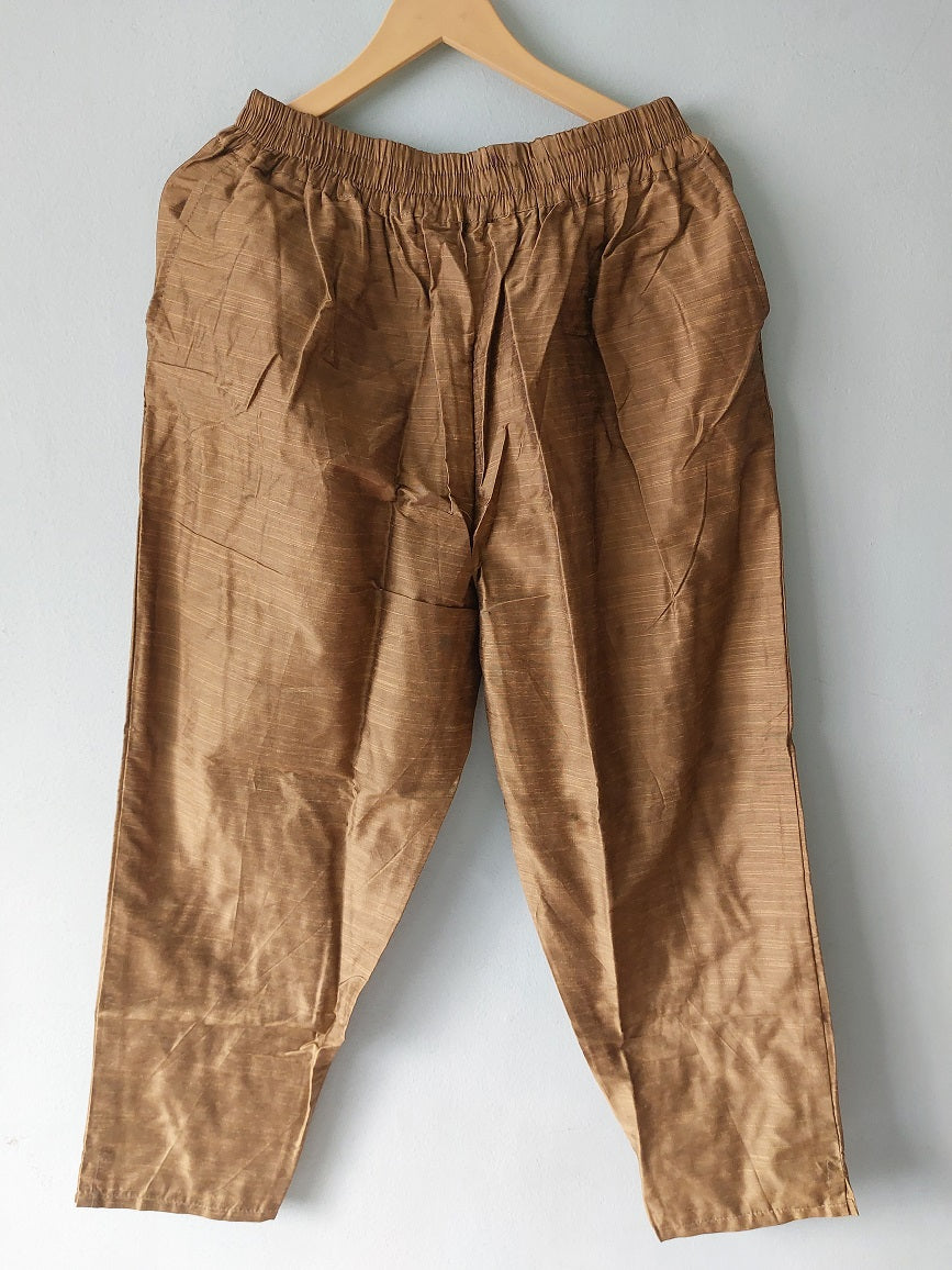Brown Cotton Silk Pants