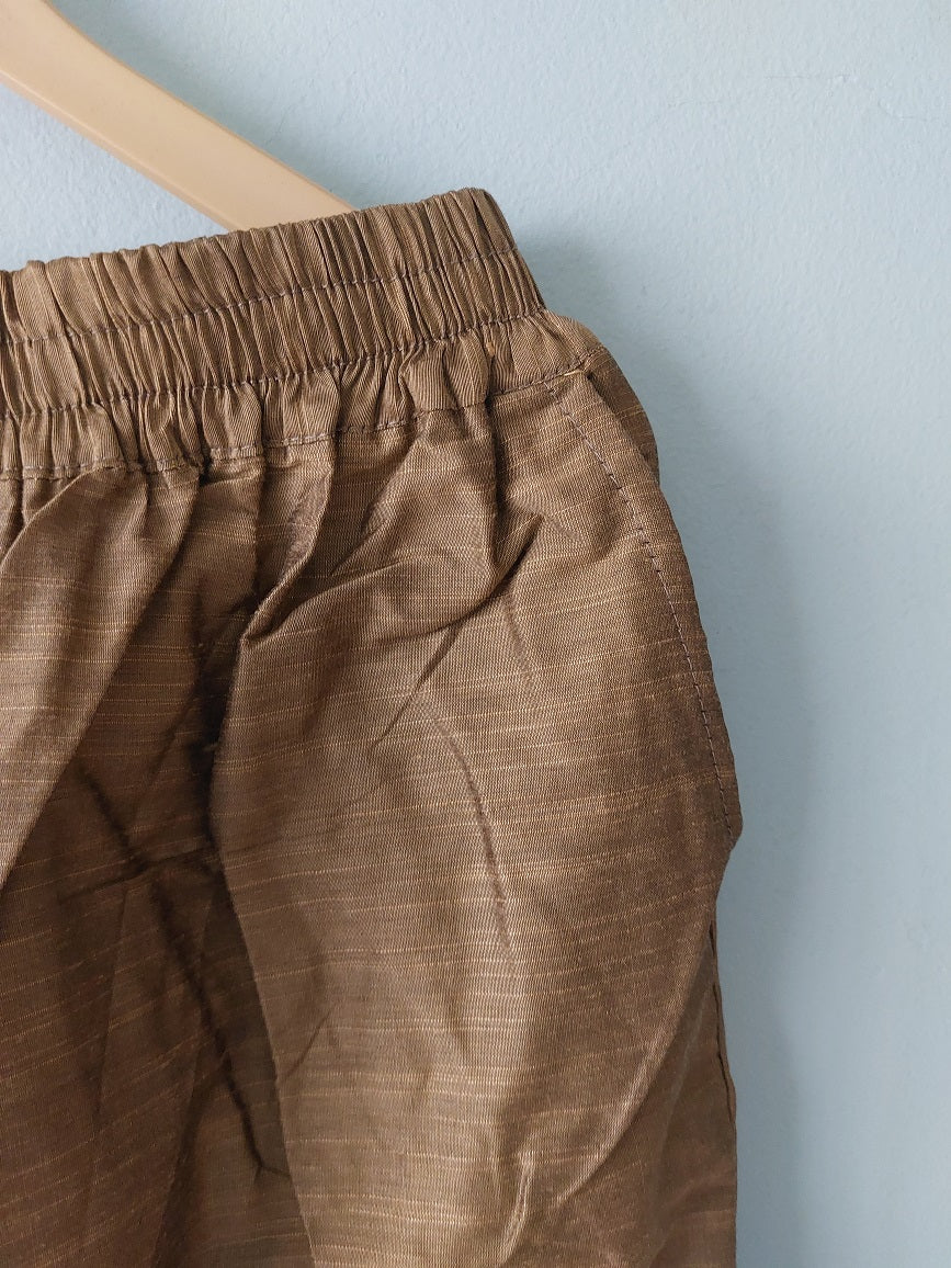 Brown Cotton Silk Pants