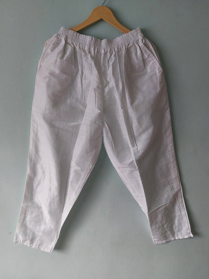 White Cotton Silk Pants