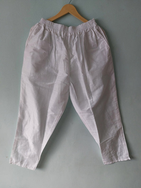 White Cotton Silk Pants