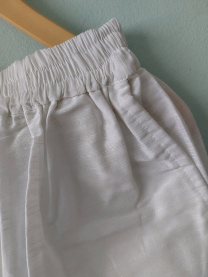 White Cotton Silk Pants