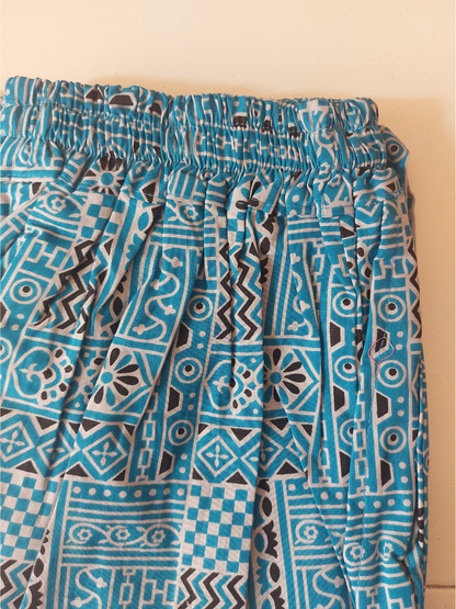 Blue Geometric Printed Pants