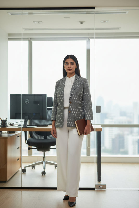 Grey Ikkat Blazer