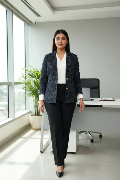 Black Double Ikkat Blazer