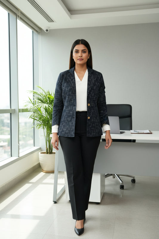 Black Double Ikkat Blazer
