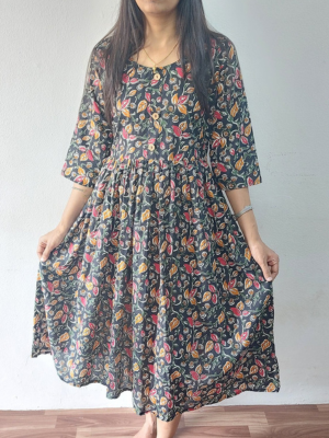 Black Leaf Midi Dress