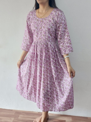 Purple Floral Midi Dress