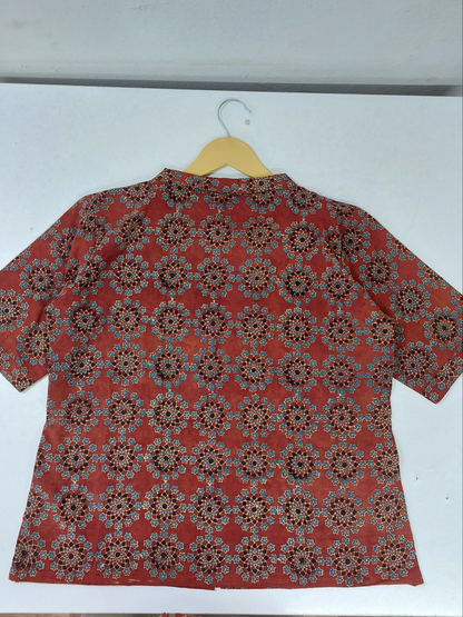 Maroon Block Print Shrug