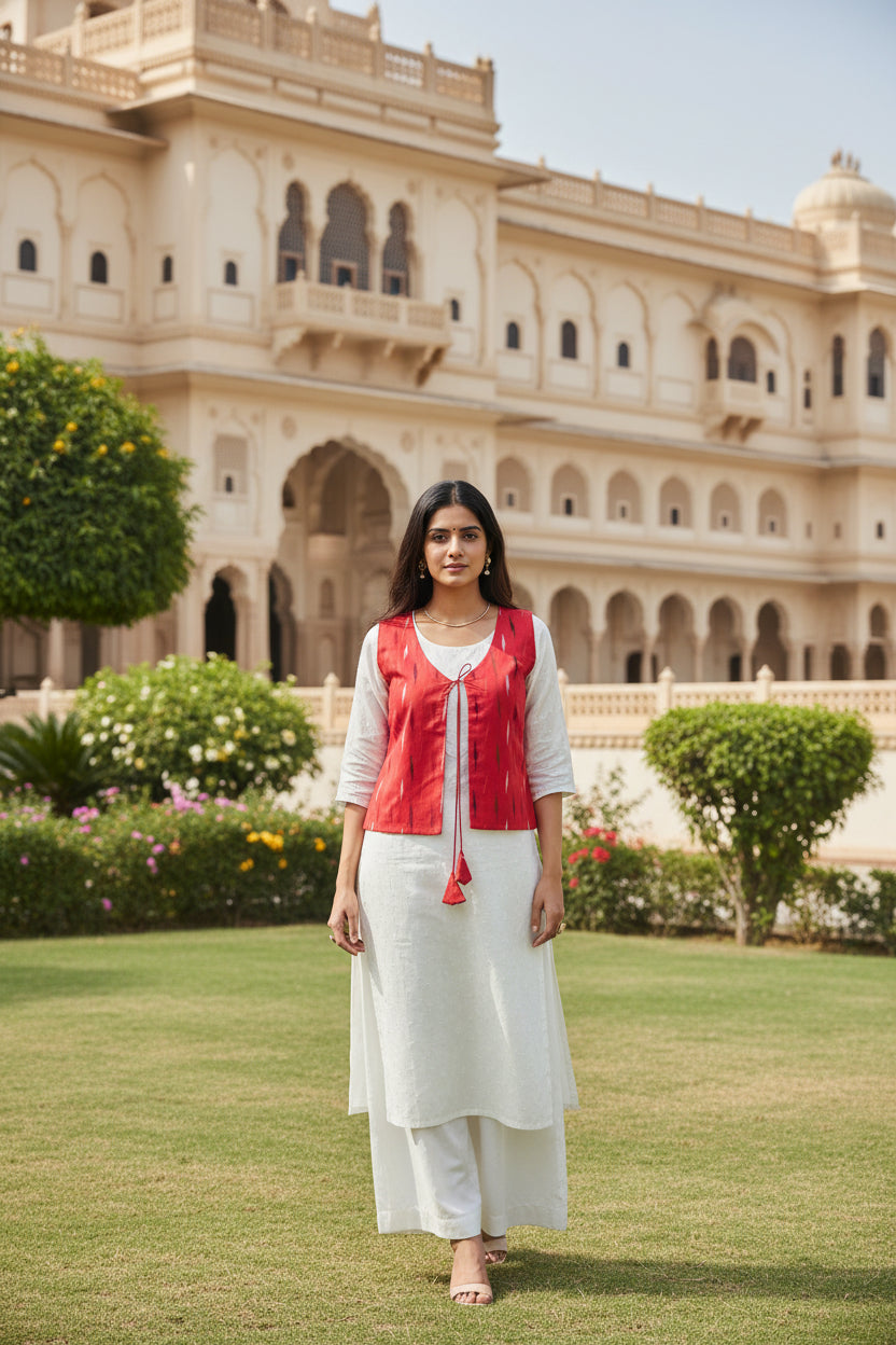 Red Ikkat Koti Jacket