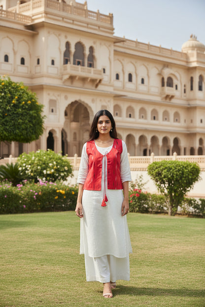 Red Ikkat Koti Jacket