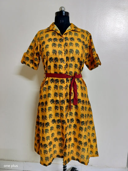 Yellow Aline Shrug Dress