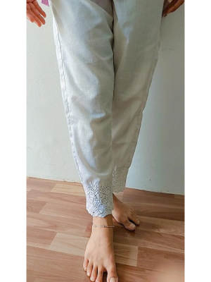 White Border Straight Pants