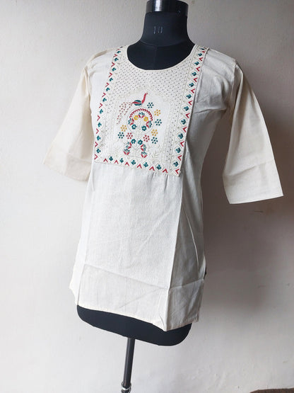 Khadi Floral Short Kurti
