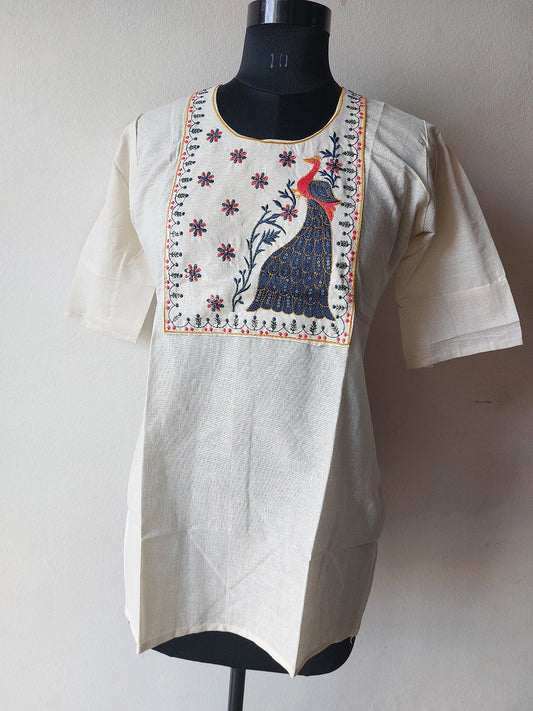 Khadi Peacock Short Kurti